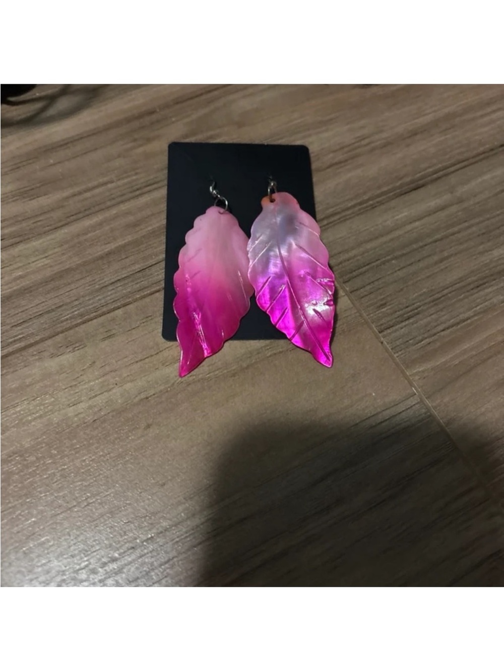Ombre Pink Leaf Drop Earrings - Women Jewelry
